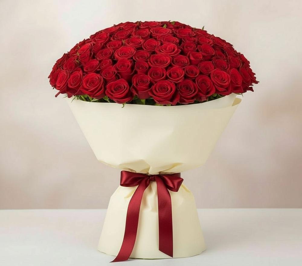 Букет 101 Красная роза Милано в Выборге