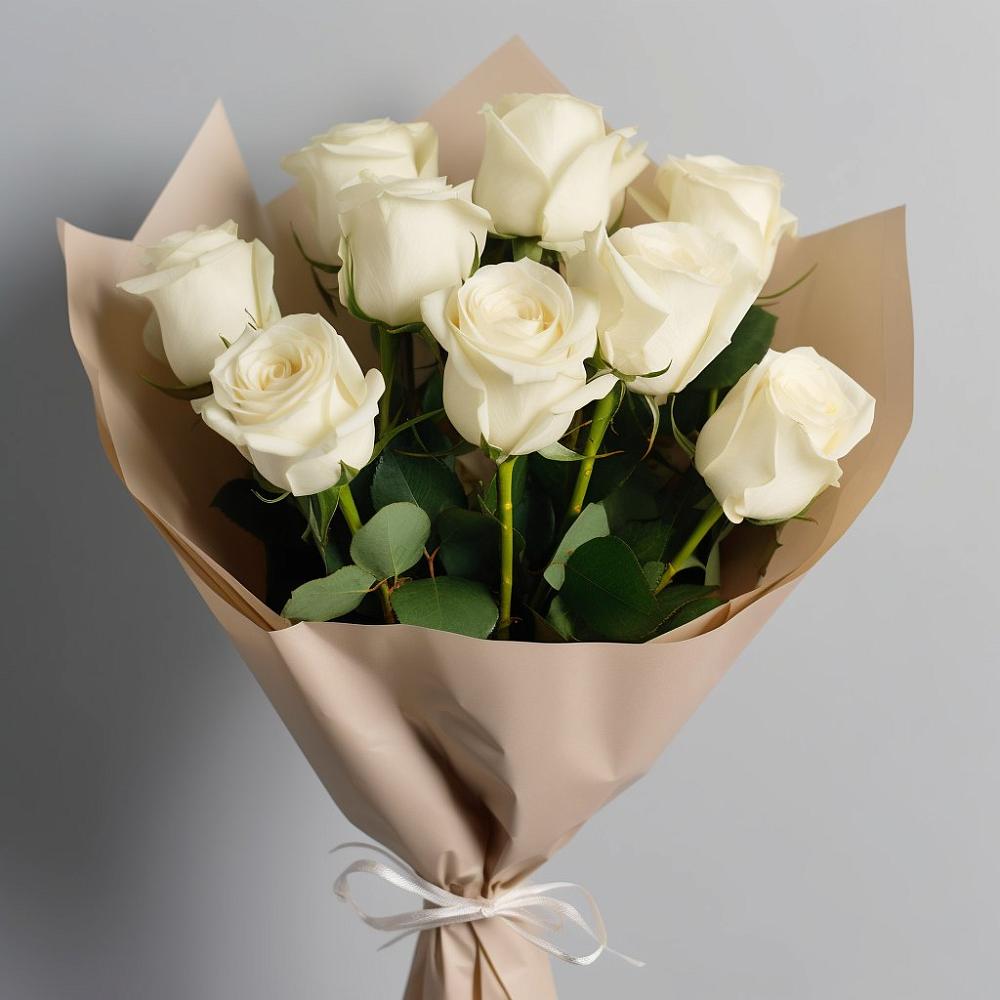 Букет 9 Белых роз Эдлесс Лав в Выборге