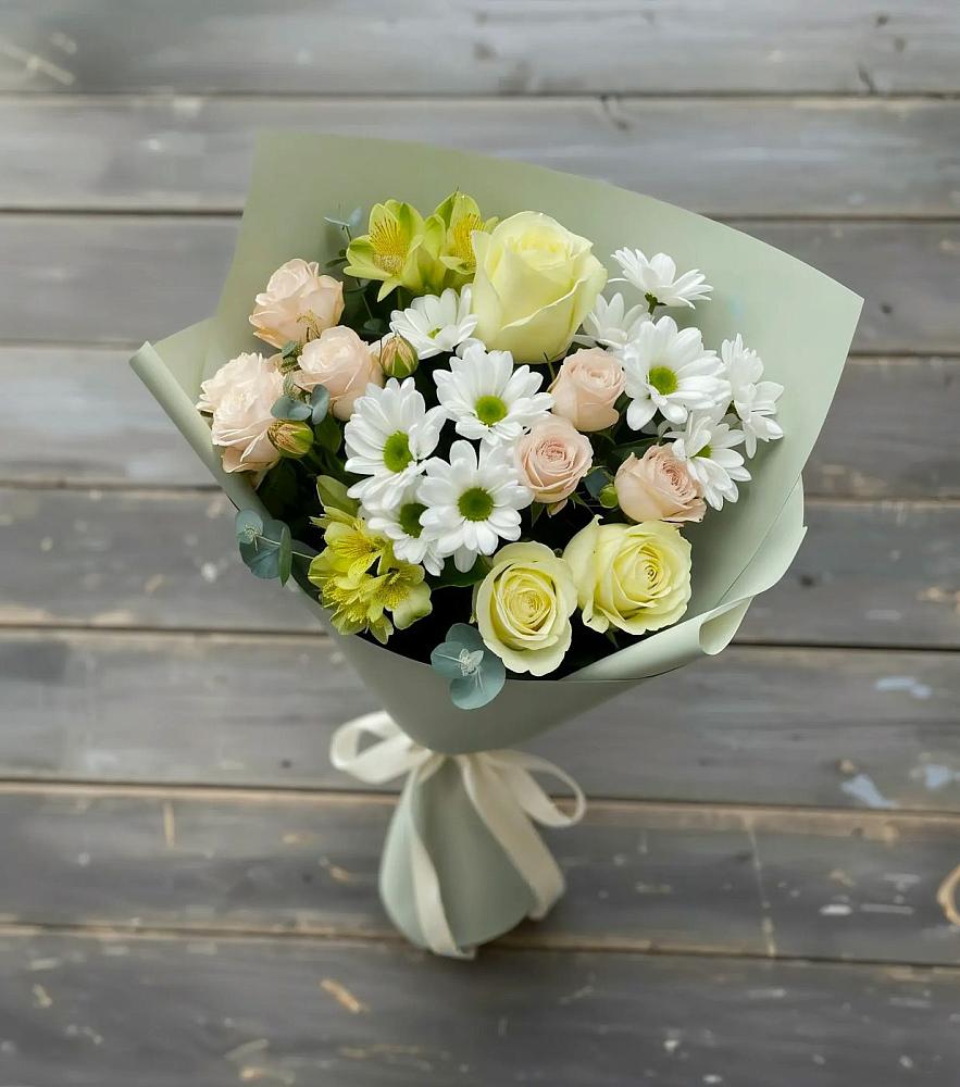 Букет цветов из: Альстромерии, Розы и Хризантемы в Выборге