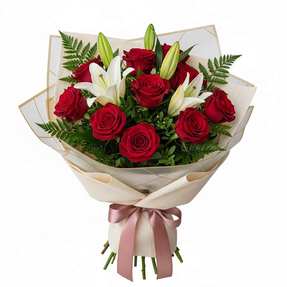 Букет цветов из: Лилии и Розы в Выборге