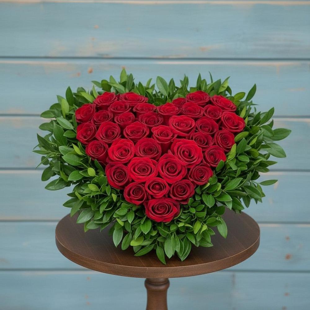 Цветочная композиция из Розы в виде сердца в Выборге