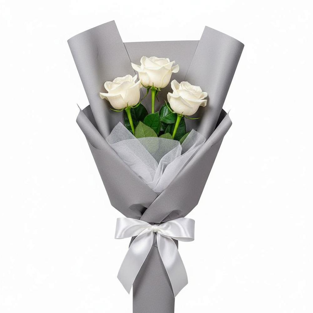 Букет 3 белые розы в Выборге