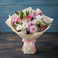 Букет цветов из:  Хризантемы, Альстромерии и Розы в Выборге
