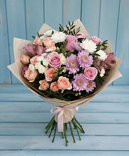 Букет цветов из:  Хризантемы, Розы и Альстромерии в Выборге