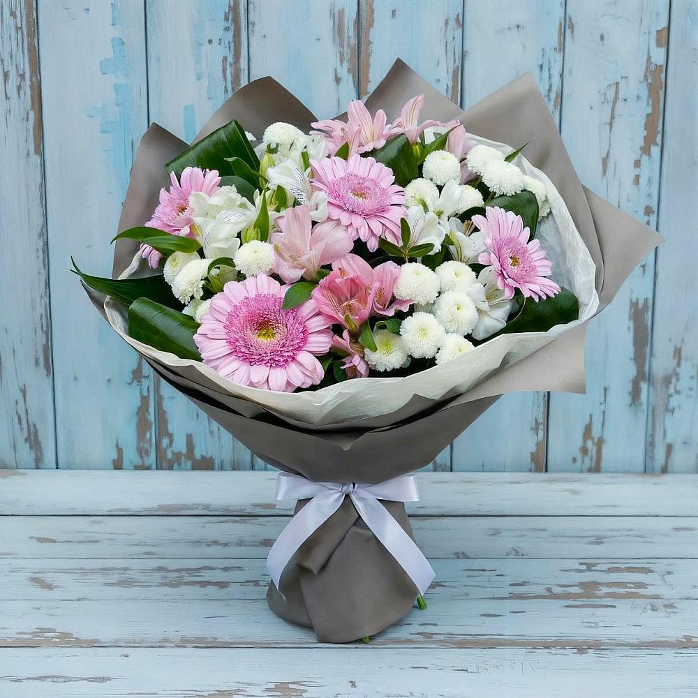 Букет цветов из: Герберы, Альстромерии и Хризантемы в Выборге