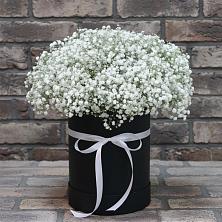 Цветочная композиция из Гипсофила в шляпной коробке в Выборге